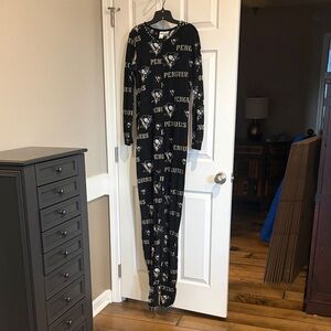 Black Penguin Print Onesie Pajamas